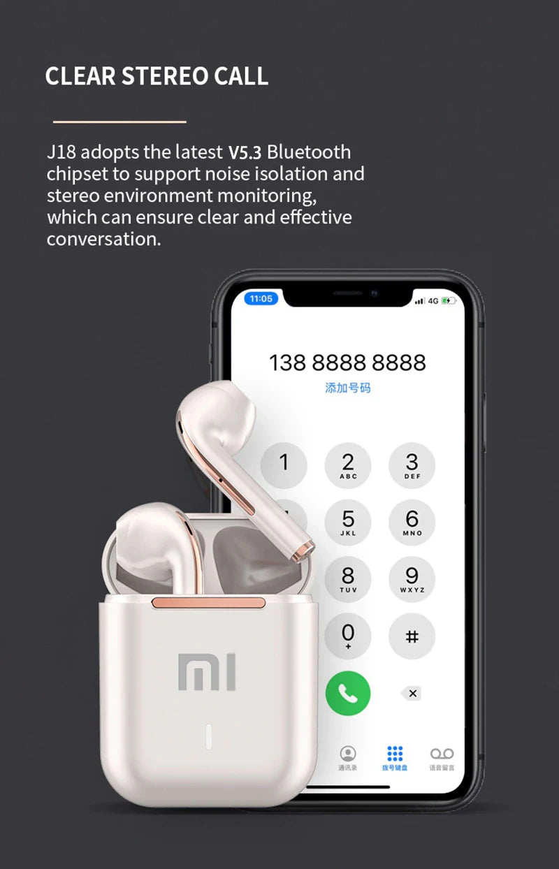 Fone sem fio Xiaomi J18 wireless Bluetooth, Isolamento ruídos a prova d'água