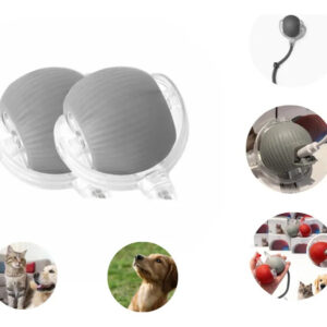 Kit 2 Bolas Elétrica Interativa Automática Gatos Cachorros Cinza