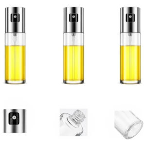 Kit 3 Spray Pulverizador Cozinha Vidro Azeite Óleo Vinagre Prateado