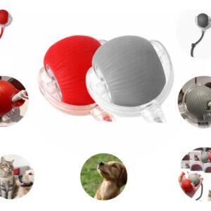 Kit 2 Bolas Elétrica Interativa Automática Gatos Cachorros Vermelho/cinza
