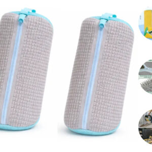 Kit 2 Sacos Lavagem Tênis Limpeza Máquina De Lavar Premium Cinza