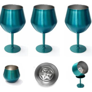 Kit 3 Taças Copo Térmica 2 Em 1 Cocktail Inox Premium Verde