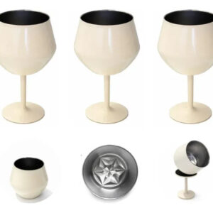 Kit 3 Taças Copo Térmica 2 Em 1 Cocktail Inox Premium Bege
