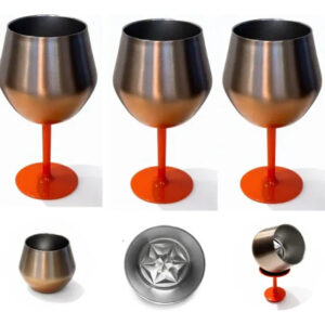 Kit 3 Taças Copo Térmica 2 Em 1 Cocktail Inox Premium Laranja