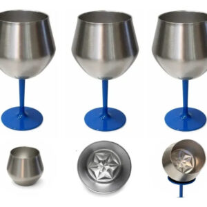 Kit 3 Taças Copo Térmica 2 Em 1 Cocktail Inox Premium Cinza
