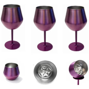 Kit 3 Taças Copo Térmica 2 Em 1 Cocktail Inox Premium Lilás