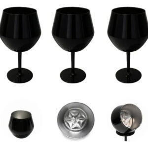 Kit 3 Taças Copo Térmica 2 Em 1 Cocktail Inox Premium Preto